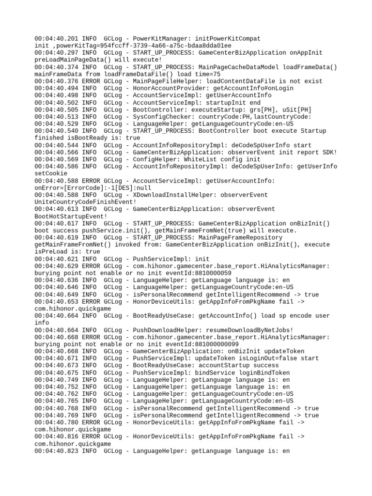 GameCenter Application Startup Log | PDF | Software | Computing