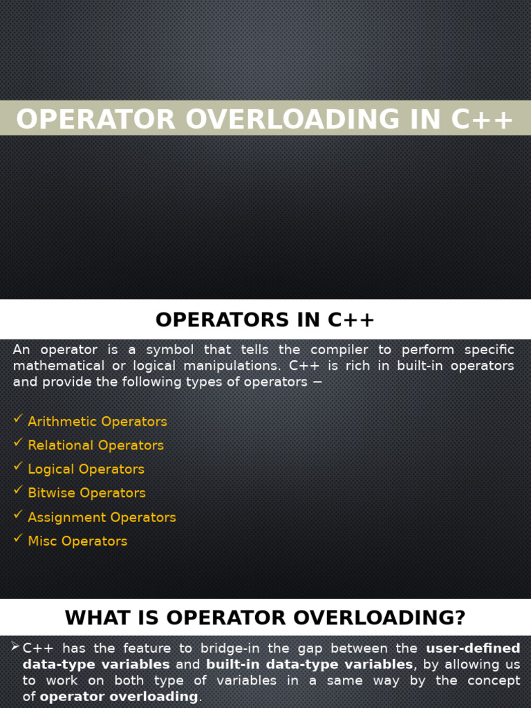 Overloading Operator in C++ | PDF | C++ | Data Type