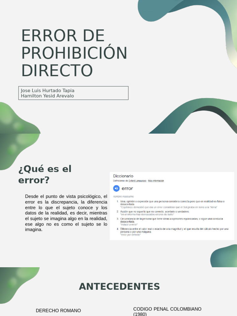 Error de Prohibición Directo: Análisis Legal | PDF | Ley común | Crímenes