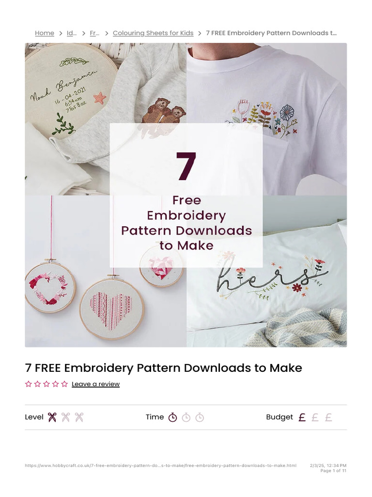 Free Embroidery Patterns for Kids | PDF | Embroidery | Textile Arts