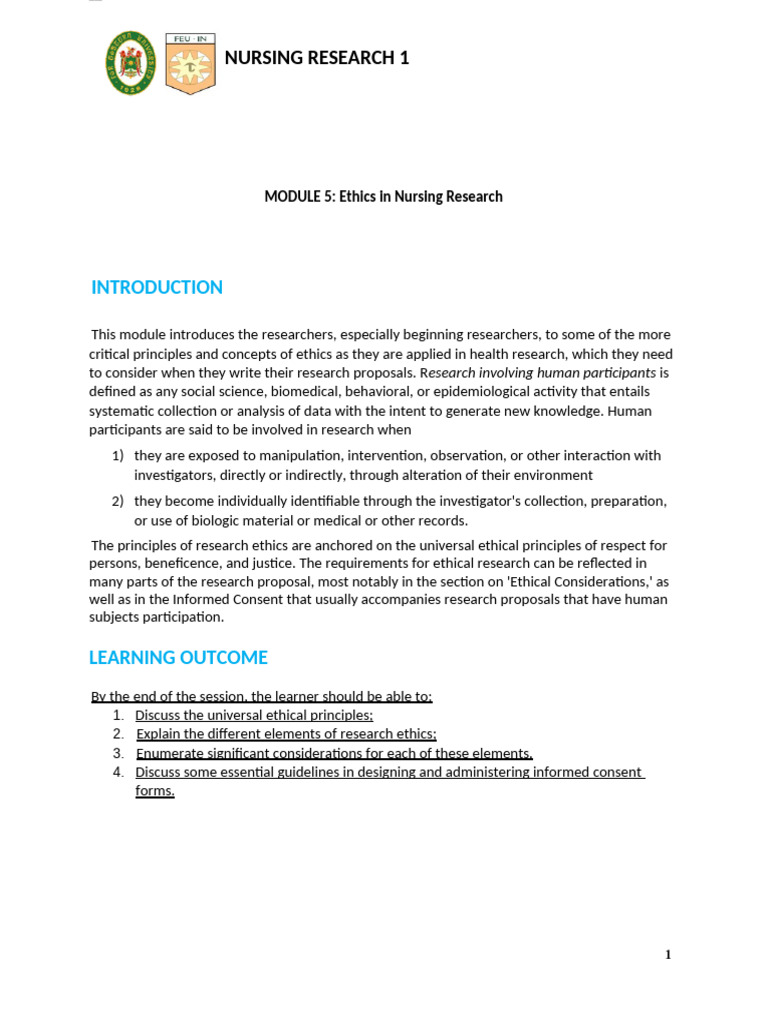 Module+5+Ethics+in+Nursing+Research+revised+2024 | PDF | Informed ...