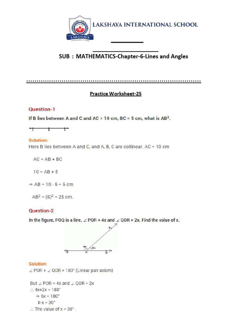 Grade-IX Practice Worksheet: SUB: MATHEMATICS-Chapter-6-Lines and ...