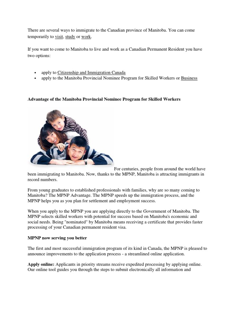 Manitoba Immigration Guide: MPNP Overview | PDF | Permanent Residence ...