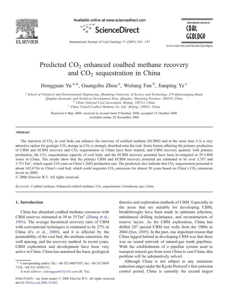 1 s2.0 S0166516206001741 Main | PDF | Coalbed Methane | Petroleum Reservoir