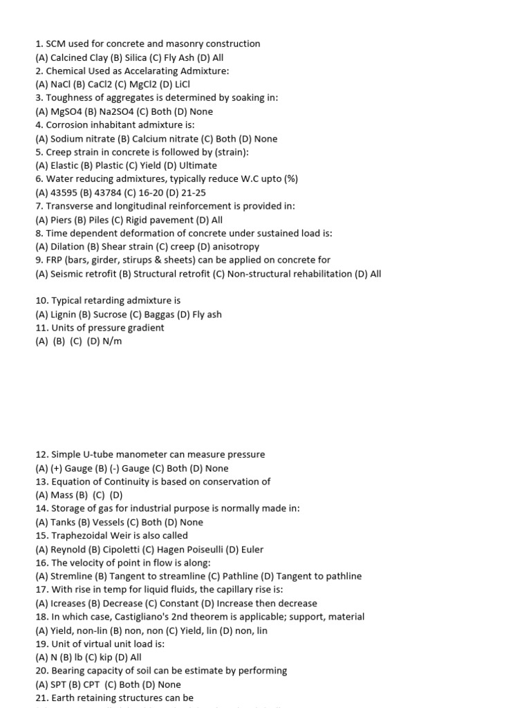 P - D Test 2019 | PDF | Concrete | Fluid Dynamics