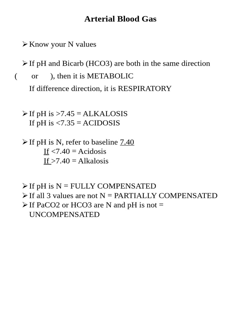 Arterial Blood Gas | PDF