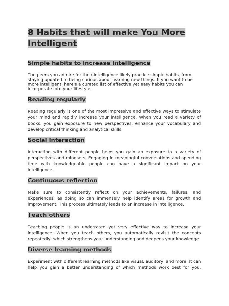 2405 - 21!21!8 Habits That Will Make You More Intelligent | PDF