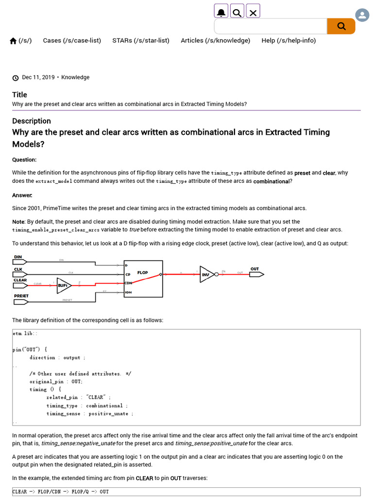 Why Are The Preset and Clear Arcs Written As Combinational Arcs in ...