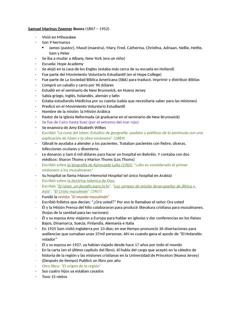 Samuel Zwemer (Samuel Marinus Zwemer Boons) PDF Religiones abrahámicas