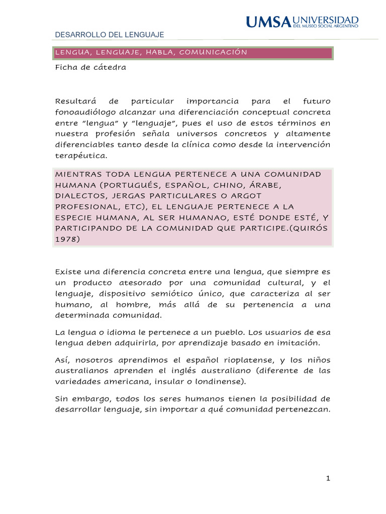 Diferencias entre lengua y lenguaje | PDF | Aquisición de idioma | Dialecto