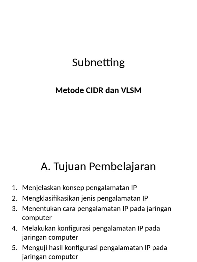 Metode CIDR dan VLSM dalam Subnetting | PDF