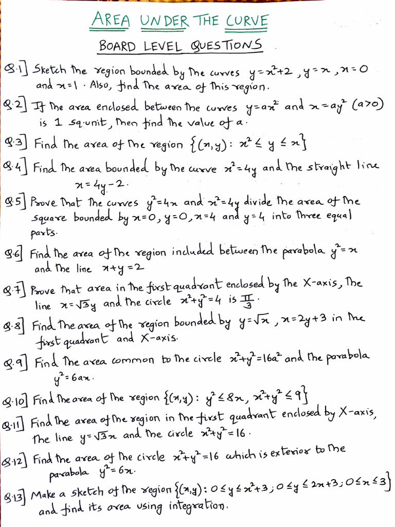 Area Calculations for Curves and Regions | PDF