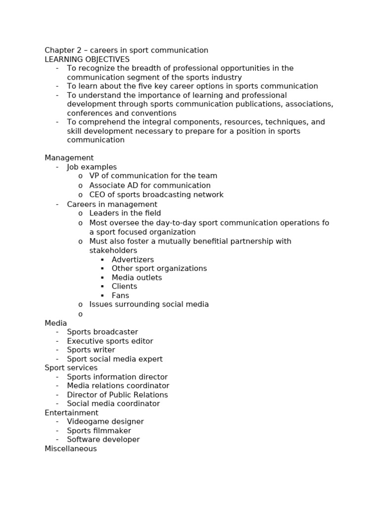 Careers in Sports Communication | PDF | Advertising | Mass Media