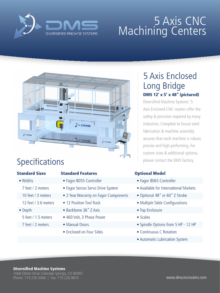 DMS 5 Axis Enclosed Long Bridge Machine v3 A4 | PDF | Numerical Control ...