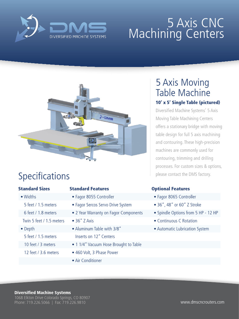 DMS 5 Axis Moving Table Machine v3 A4 | PDF | Metalworking | Mechanical ...