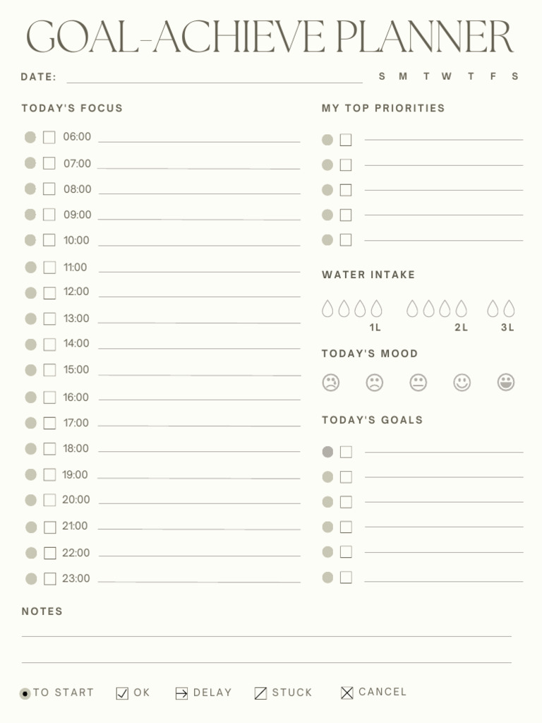 Daily Goal-Achieve Planner Template | PDF