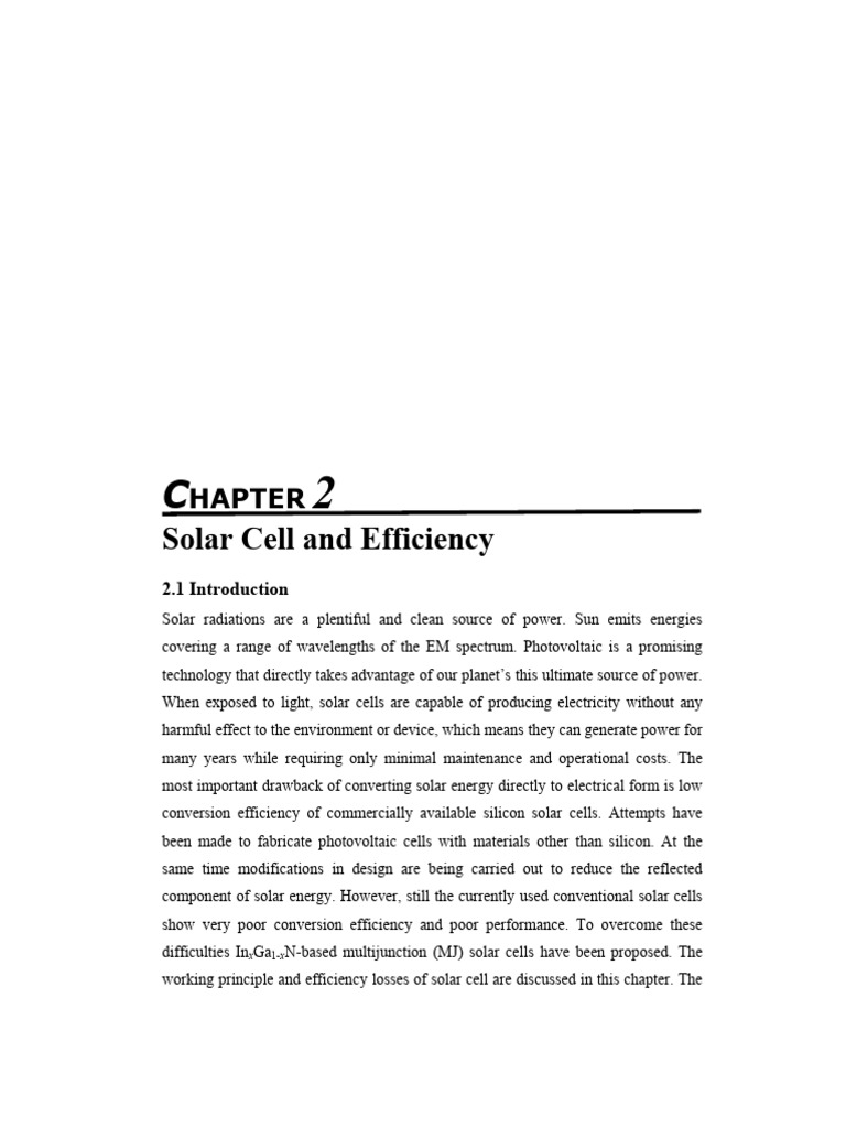 Chapter 2 - Solar Cell and Efficiency (16 Pages) | PDF | Solar Cell ...