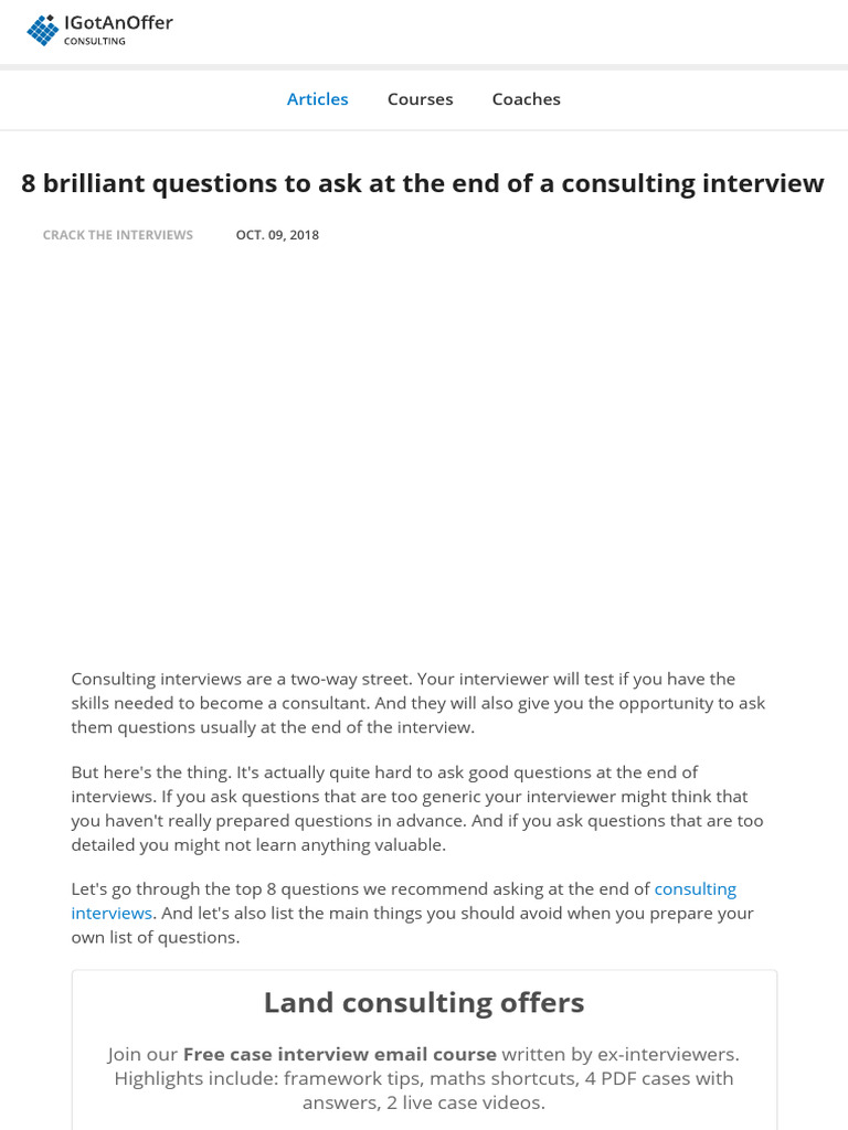 8 brilliant questions to ask at the end of a consulting interview ...