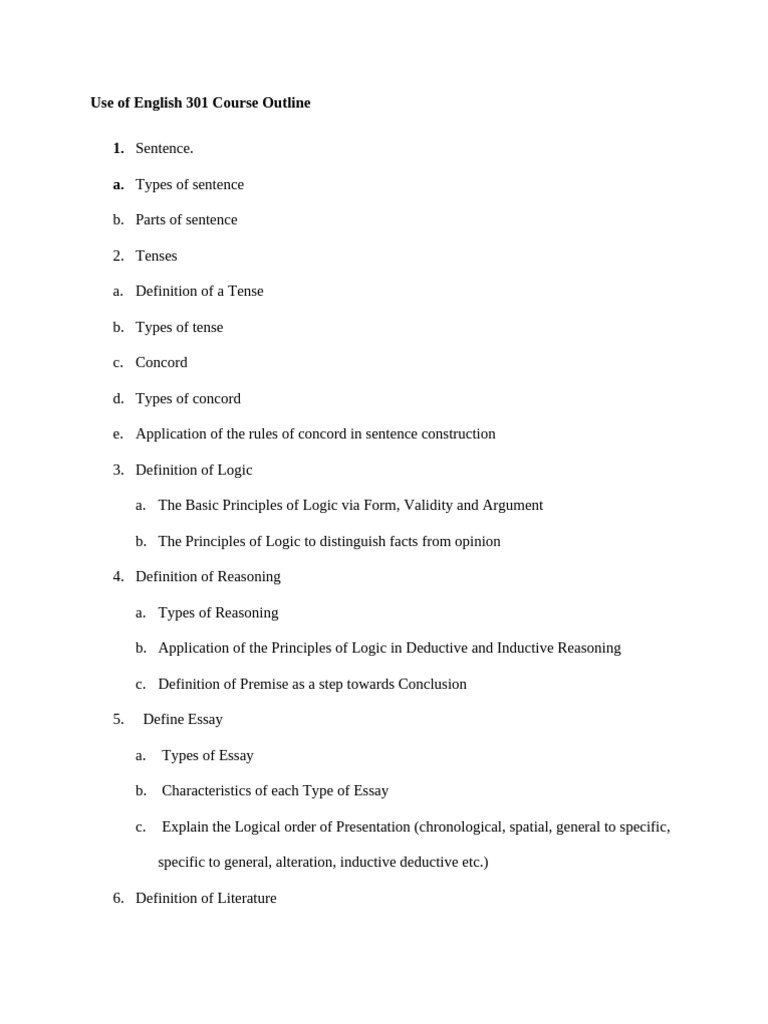 Use of English 301 Course Outlin000 | PDF