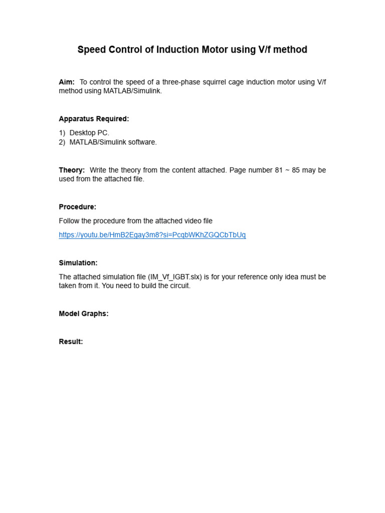 Induction Motor Speed Control V/f | PDF