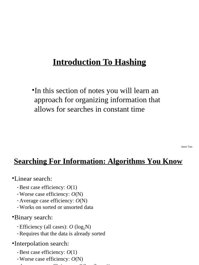 Introduction to Hashing Techniques | PDF | Algorithms | Algorithms And ...