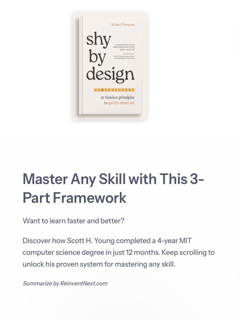 Master Any Skill With This 3 Part Framework PDF