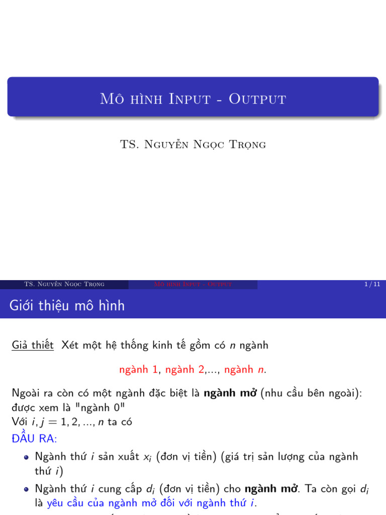 Mo hinh Input-Output | PDF