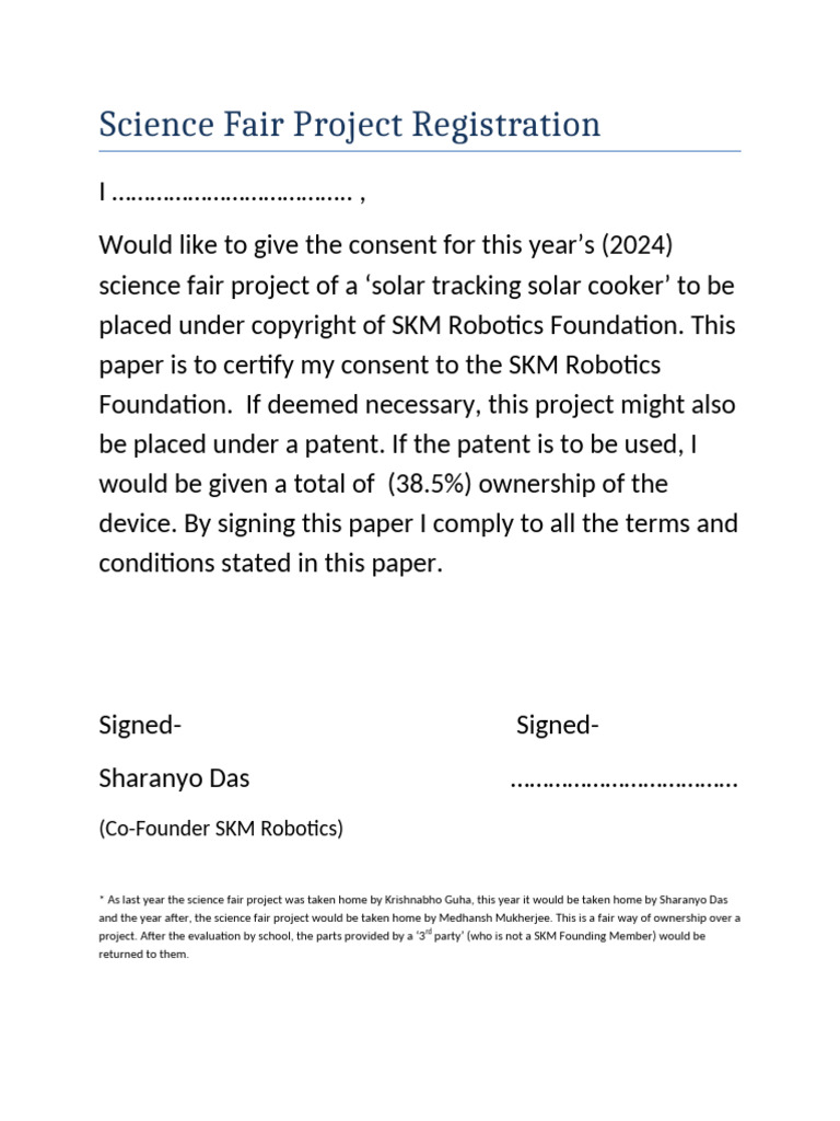 Science Fair Project Registration | PDF