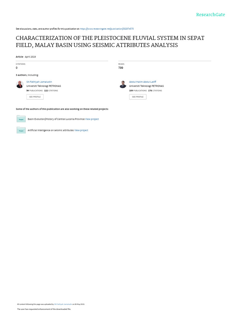 CHARACTERIZATION OF THE PLEISTOCENE FLUVIAL SYSTEM in Sepat field | PDF ...