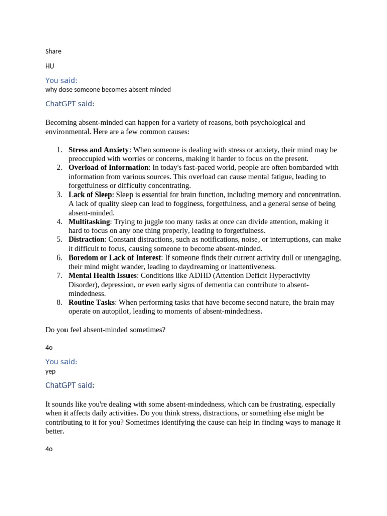 Causes and Solutions for Absent-Mindedness | PDF | Mind | Mindfulness