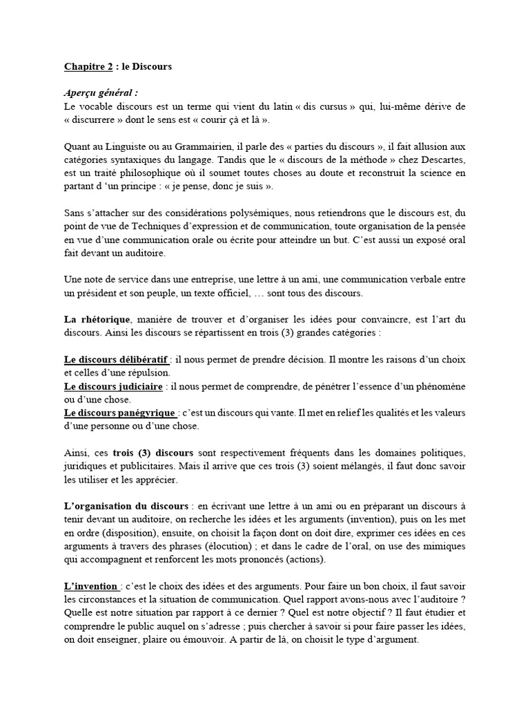Exemples de discours délibératif | PDF | la communication | Parler en ...