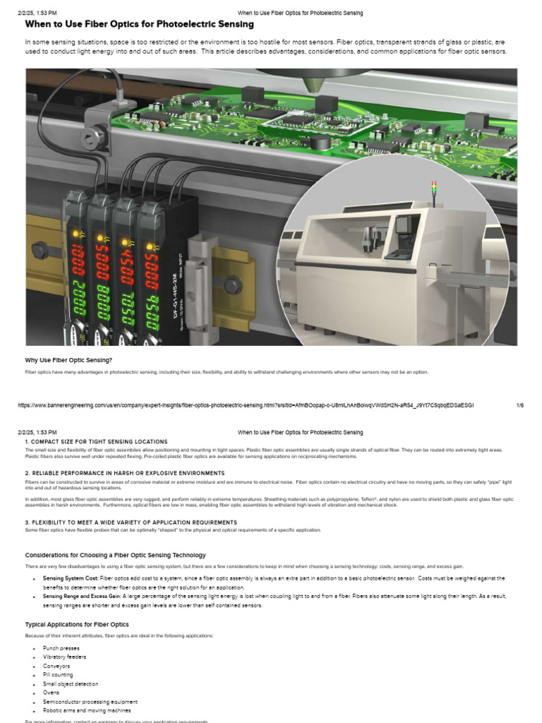 When To Use Fiber Optics For Photoelectric Sensing | PDF | Optical ...