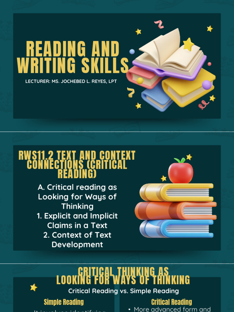 Critical Reading (Thinking) | PDF | Intertextuality | Cognitive Science