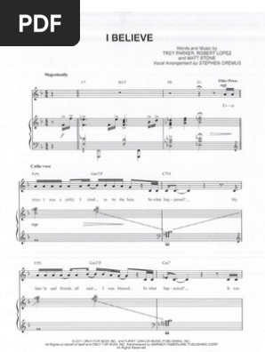 Music Sheet Partition Free I Believe Book Of Mormon Sheet Music Free