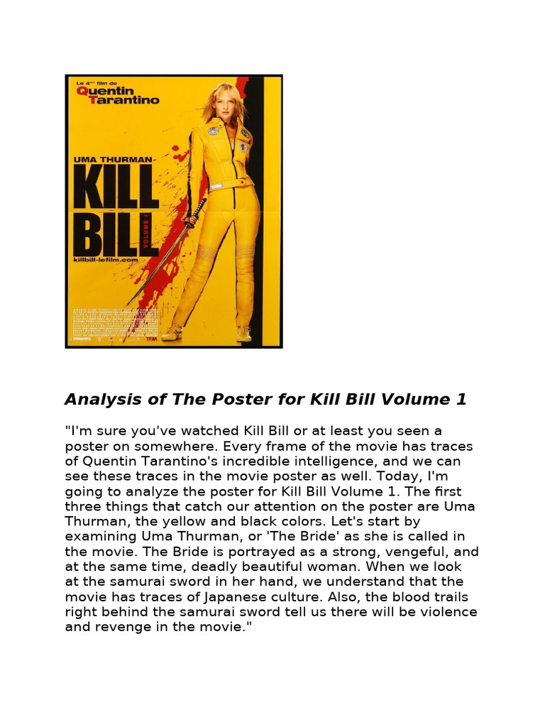 Kill Bill Volume 1 Poster Analysis | PDF