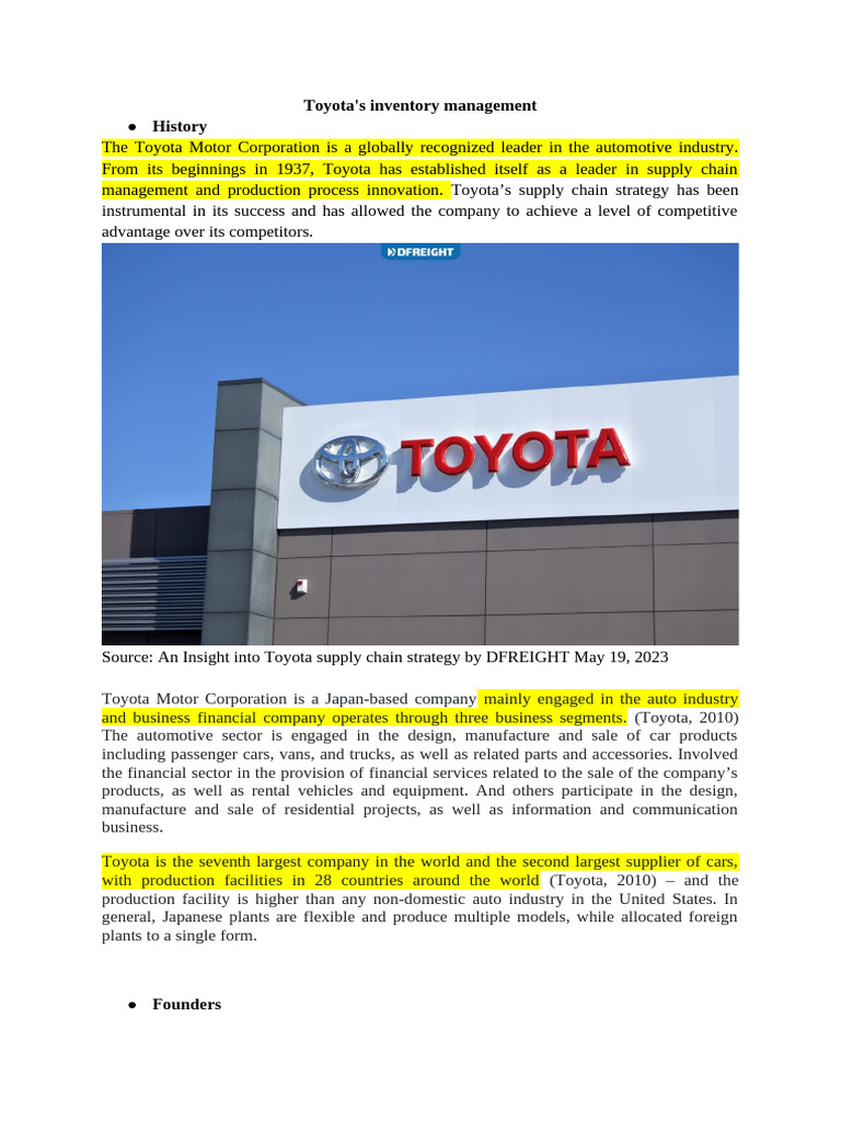 Toyota Inventory Management Strategies | PDF | Toyota | Lexus