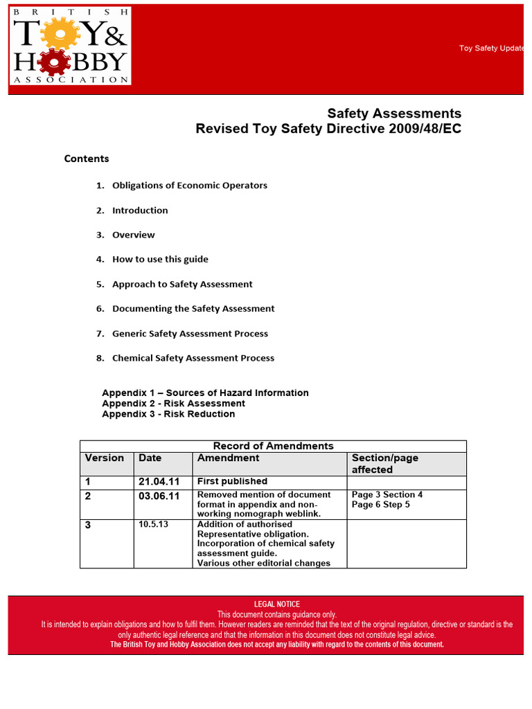 Safety Assessments 10th May 2013 Version 3 | PDF | Risk | Safety