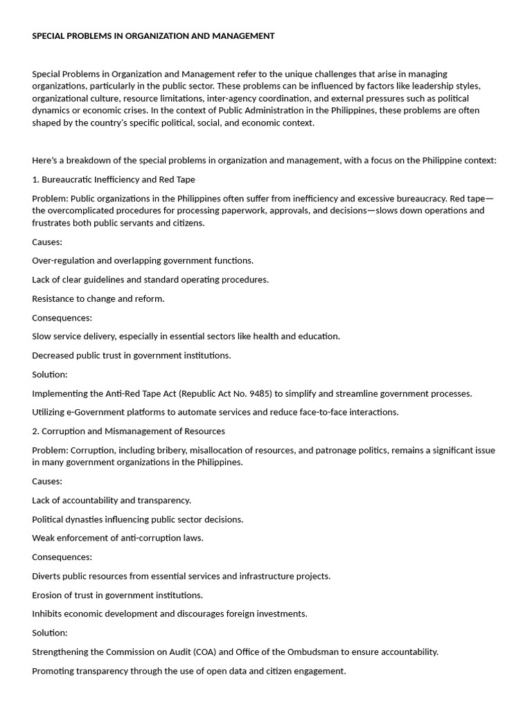 Challenges in Philippine Public Management | PDF | Change Management ...