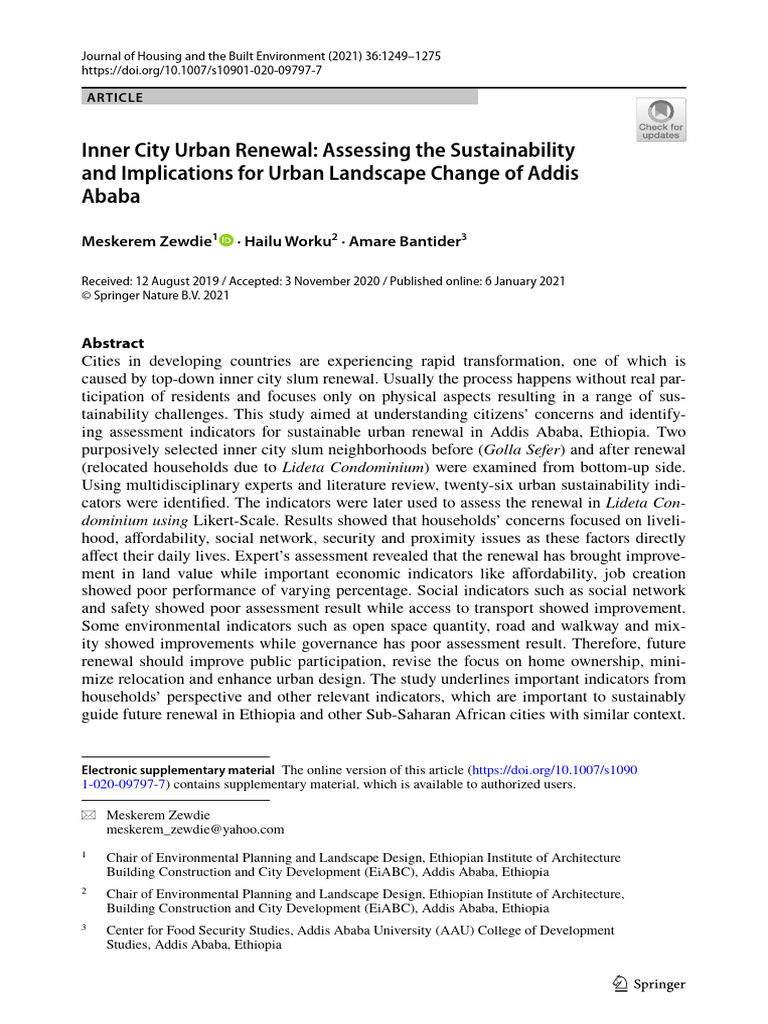 Urban Renewal Sustainability in Addis Ababa | PDF | Slum | Sustainability