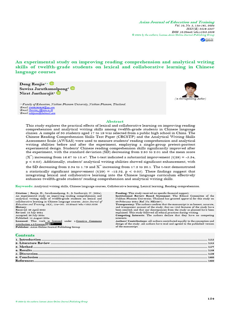 Enhancing Chinese Reading and Writing Skills | PDF | Cognition | Learning
