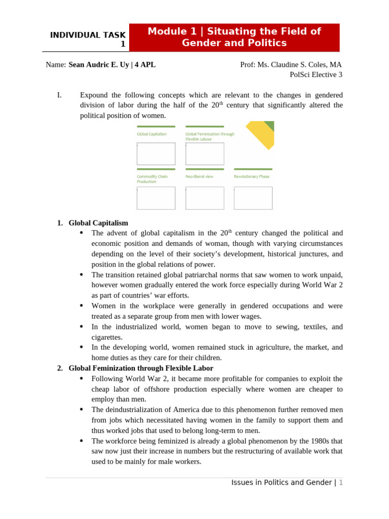 UY - Individual Task 1 - Module 1 | PDF | Feminism | Gender Studies
