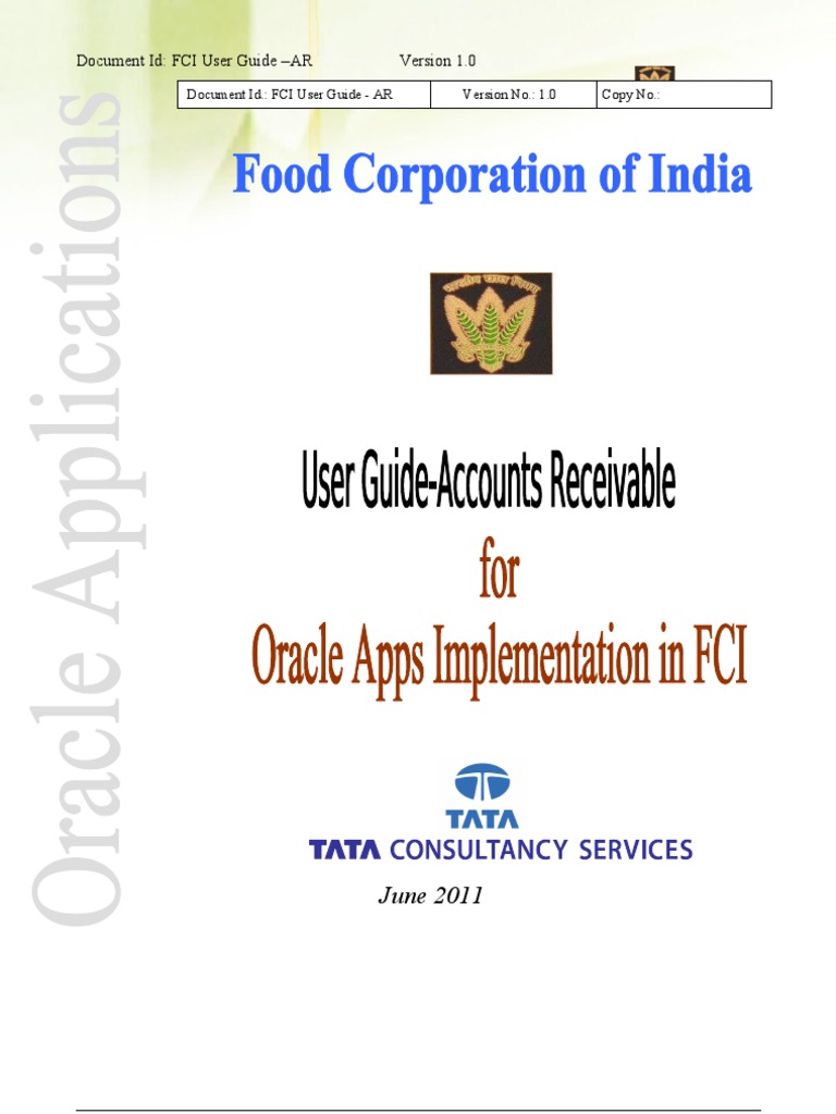June 2011: Document Id: FCI User Guide - AR Version 1.0 | PDF | Debits ...