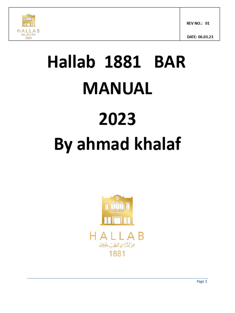 Hallab 1881 Bar Employee Manual | PDF | Coffee | Non Alcoholic Drinks