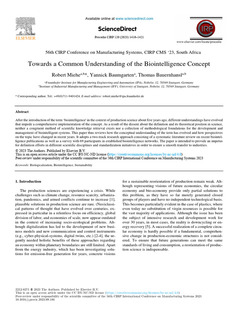 Towards A Common Understanding of The Biointelligence Concept | PDF ...
