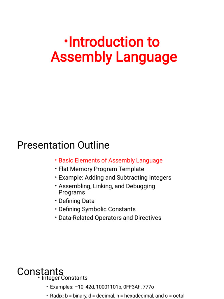 3 Introduction to Assembly Language | PDF | Assembly Language | Integer ...