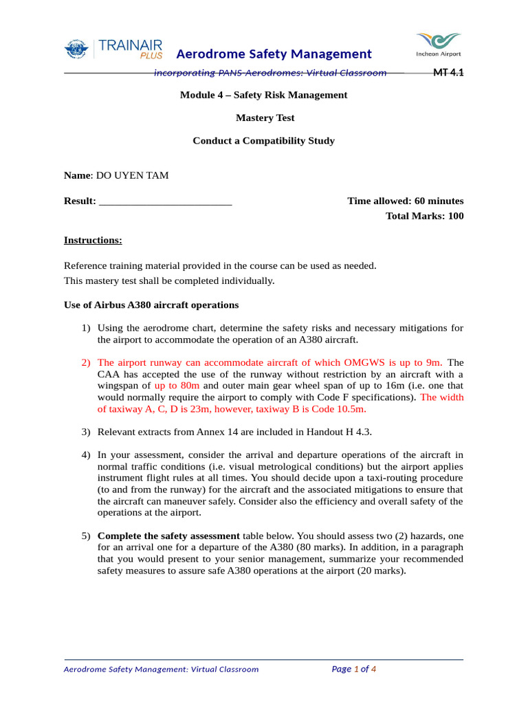 A380 Aerodrome Safety Risk Assessment | PDF | Airport | Risk