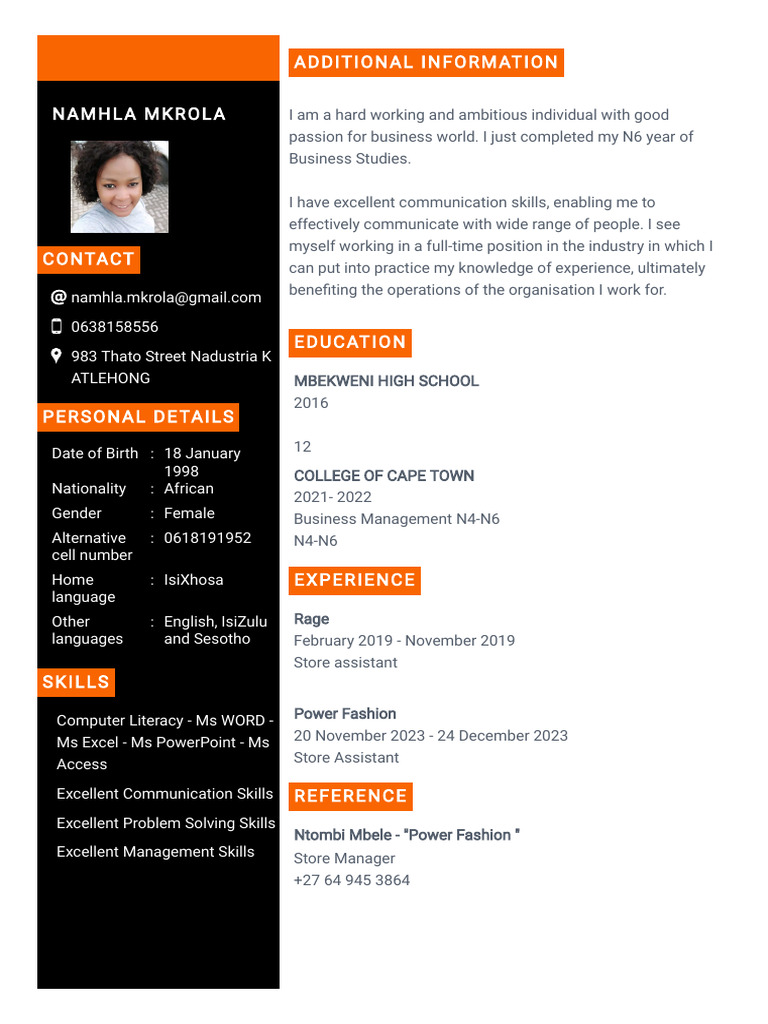 CV - Nana Craig | PDF