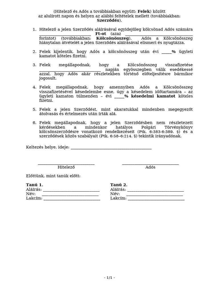 Felek Szerződés | PDF