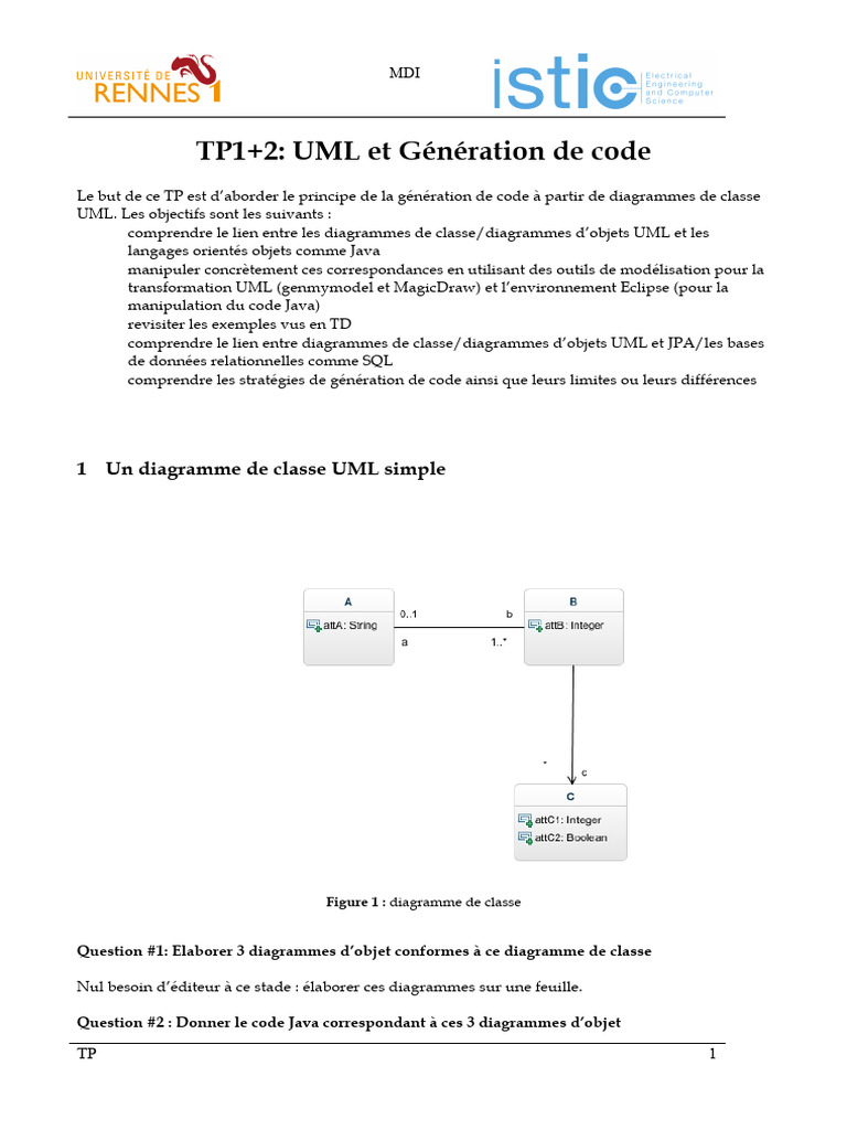 UML et Génération de Code en Java | PDF | Langage de Modélisation ...