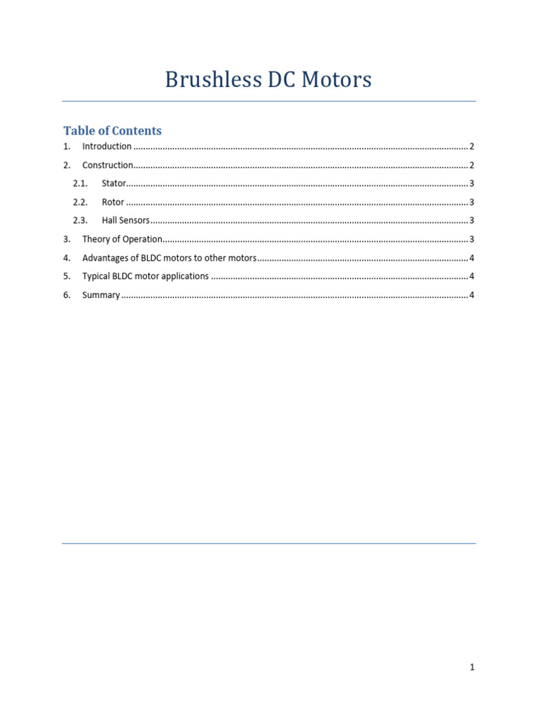 Overview of Brushless DC Motors | PDF | Electric Motor | Electrical ...
